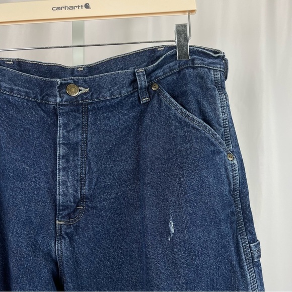 Wrangler 36x30 Fleece Lined Jeans Outdoor Chore Barn Winter Thick Warm Dark Wash - Picture 11 of 11